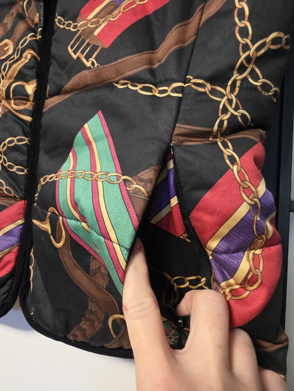 Vintage Lauren Ralph Lauren Reversible Equestrian Print Quilted Vest Size L - Picture 3 of 9